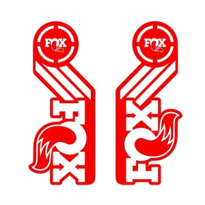 May include: Two red and white Fox Racing decals with a stylized fox logo and the word "FOX" in white.