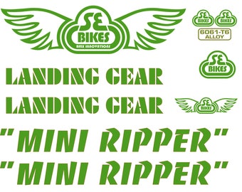 Kit Autocollants SE Racing Mini Ripper Pour BMX - Fourche Landing Gear Incluse - Vinyle Brillant