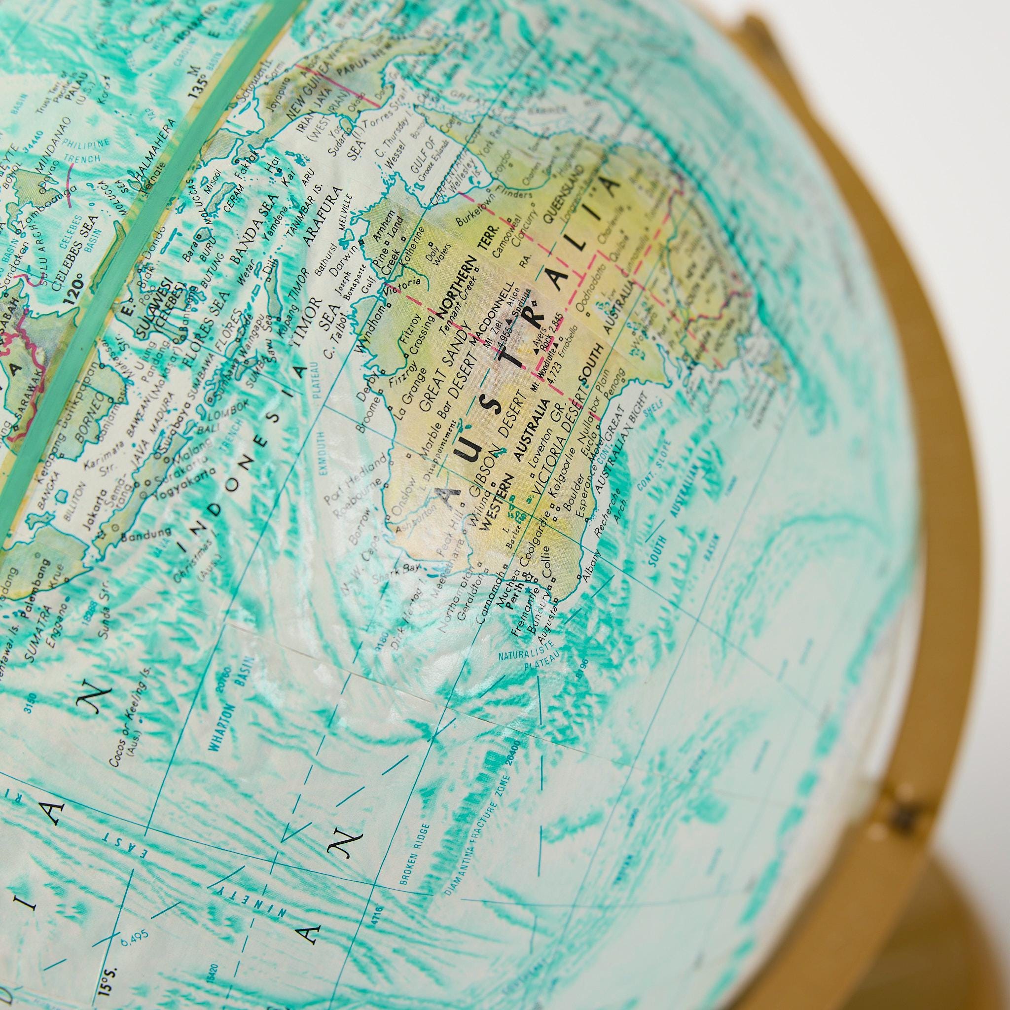 Vintage Replogle World Ocean Series Globe - 12 Inch Teal Desktop Map ...