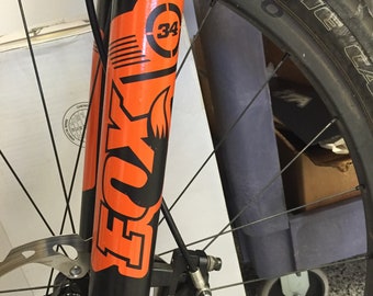 Adesivi Forcella Per Fox 34 Performance 2021 - Decalcomanie Mountain Bike Grigio Arancione