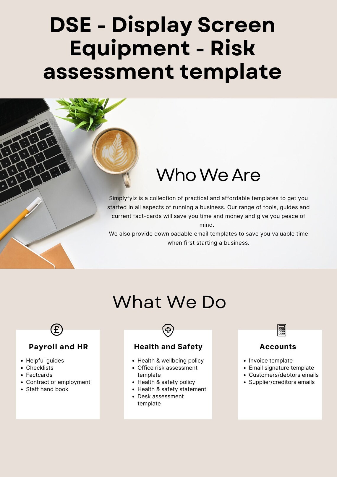 DSE Display Screen Equipment Risk Assessment Template. Etsy
