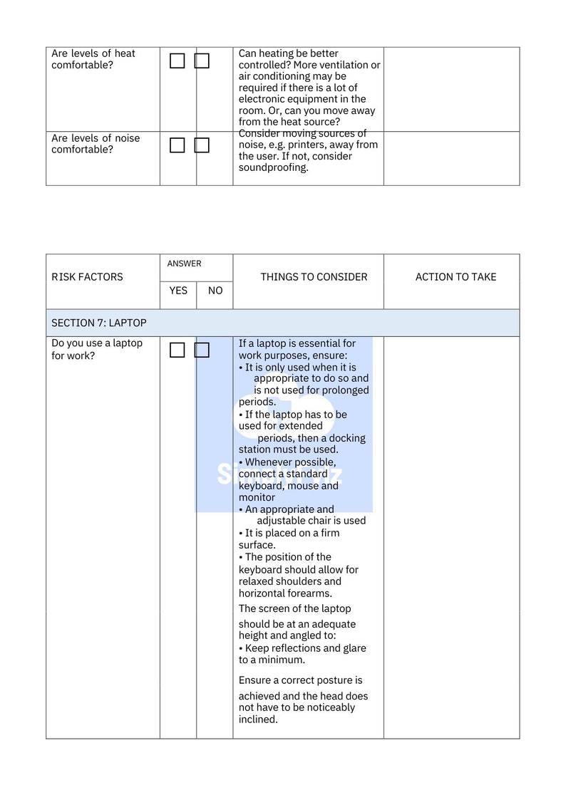DSE Display Screen Equipment Risk Assessment Template. Etsy