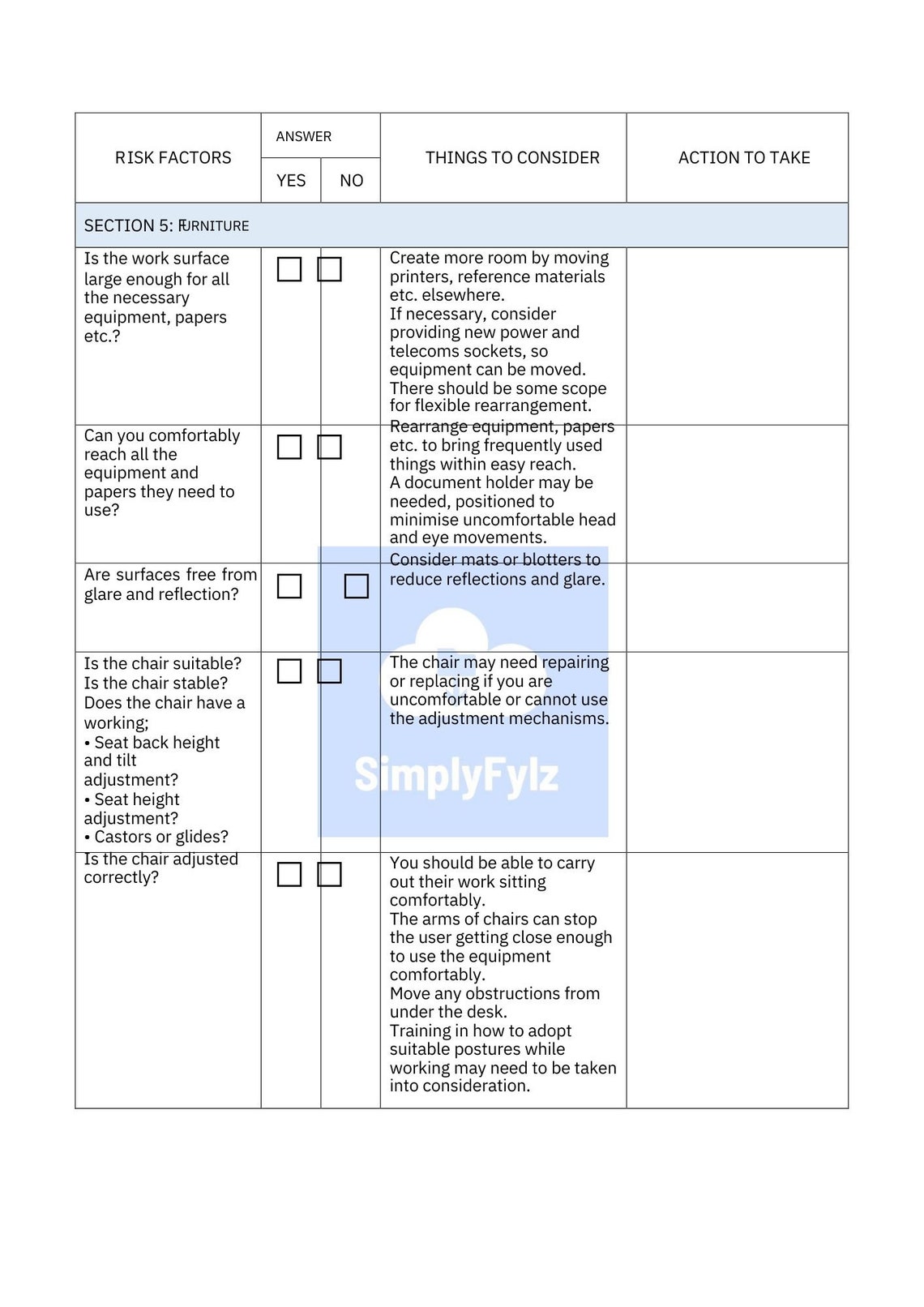 DSE Display Screen Equipment Risk Assessment Template. Etsy