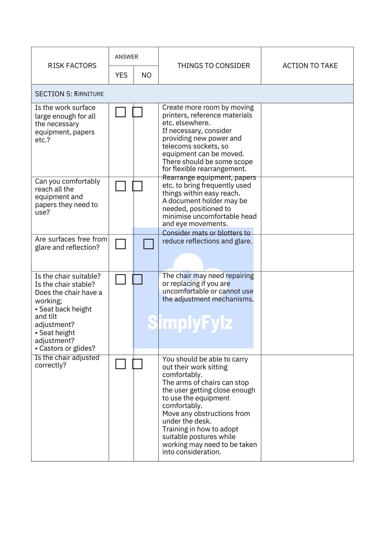 DSE Display Screen Equipment Risk Assessment Template. Etsy