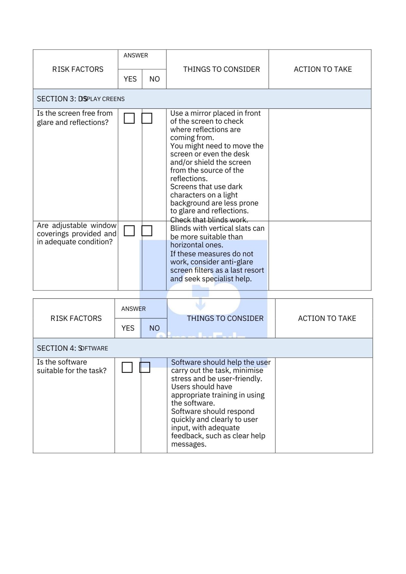 DSE Display Screen Equipment Risk Assessment Template. Etsy