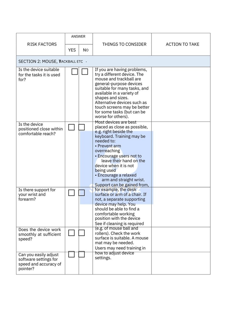 DSE Display Screen Equipment Risk Assessment Template. Etsy
