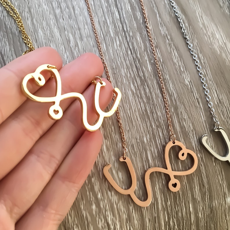 Nurse Appreciation Gift Nursing Student Gift Medical Jewelry Nurse Necklace Stainless Steel Necklace Stethoscope Necklace Thank You
