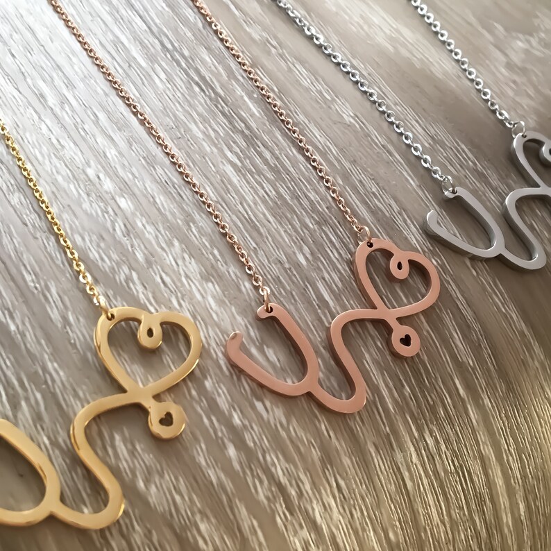 Nurse Appreciation Gift Nursing Student Gift Medical Jewelry Nurse Necklace Stainless Steel Necklace Stethoscope Necklace Thank You