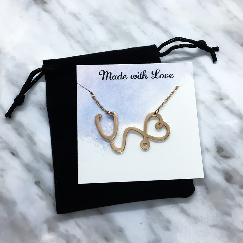 Nurse Appreciation Gift Nursing Student Gift Medical Jewelry Nurse Necklace Stainless Steel Necklace Stethoscope Necklace Thank You