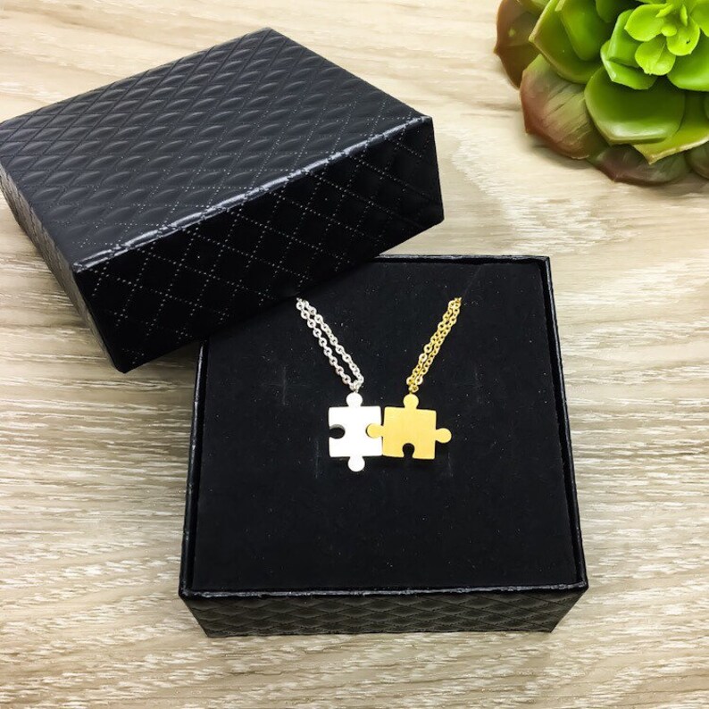 Puzzle Necklace Set for 2 Interlocking Puzzle Necklaces Gift Etsy