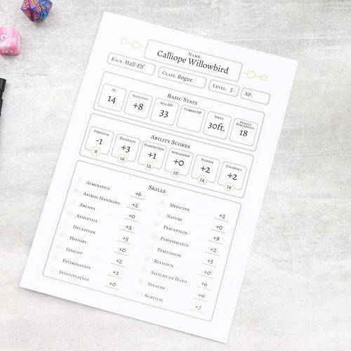 5th Edition Character Sheet A5 Booklet Fillable PDF for Use Etsy