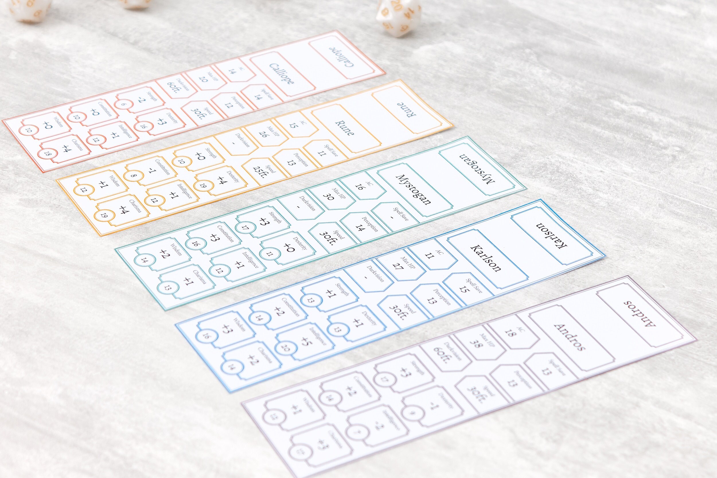 Initiative Tracker Cards Rainbow | Fillable PDF | Combat Tracking | C…