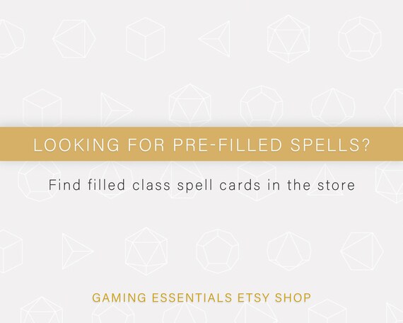 Leere Zauberkarten Ausfullbare Pdf D D Zaubervorlagen Etsy