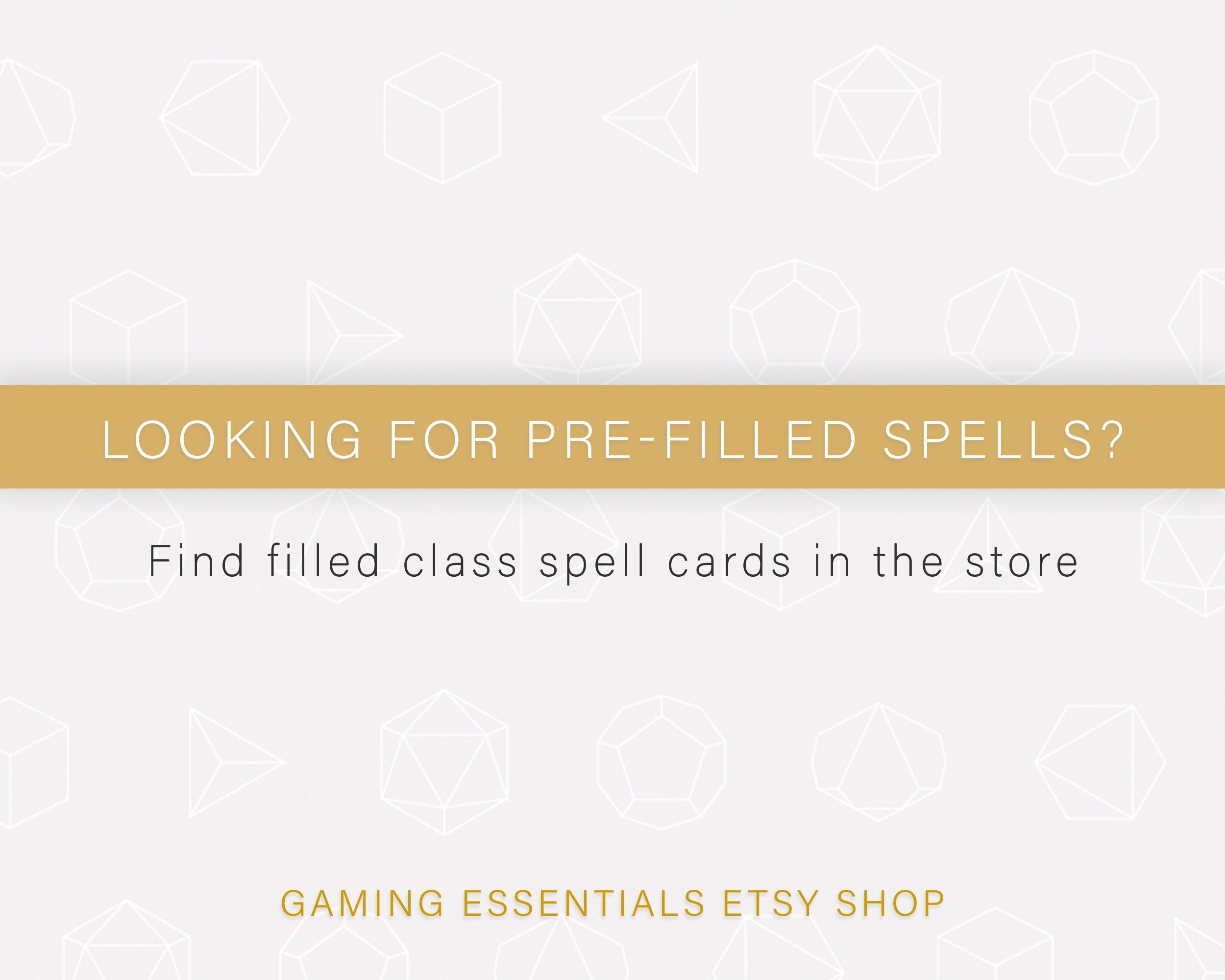 Blank Spell Cards Fillable PDF D&D Spell Templates - Etsy Norway