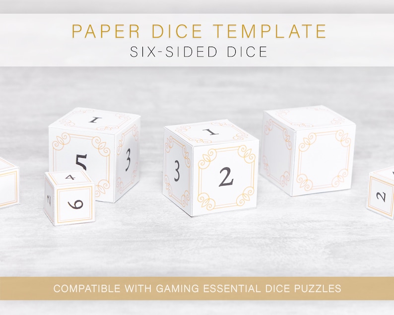 paper d6 dice template dd tabletop printable six sided