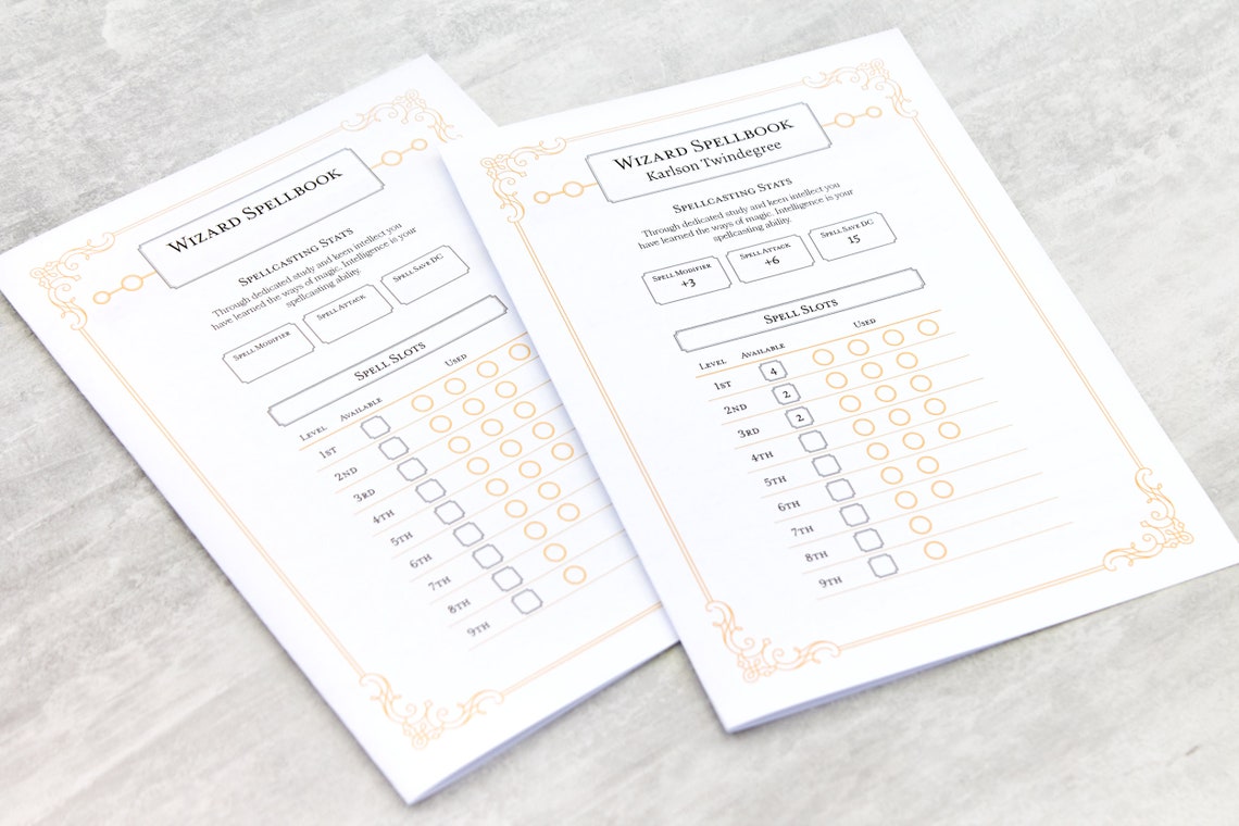 Wizard Spellbook Fillable PDF A5 Folded Booklet D&amp;D - Etsy