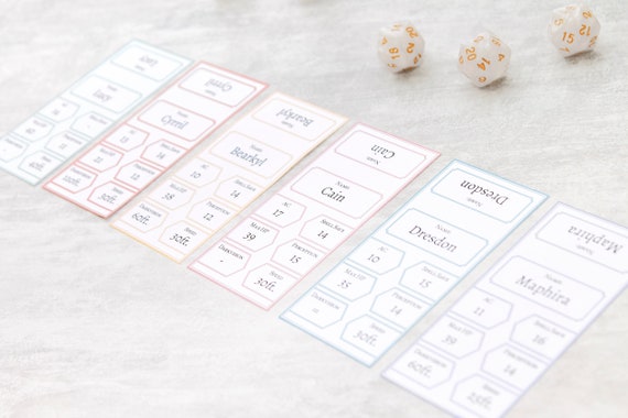 Combat Tracking Character Cheat Sheets Tabletop RPG Fillable PDF Initiative Tracker Cards Rainbow D/&D Dungeons and Dragons