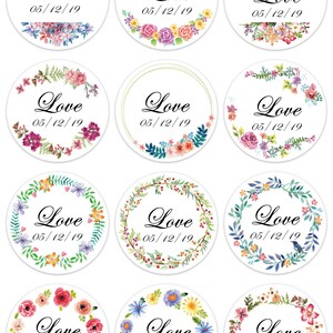 Pegatinas de boda florales transparentes, sello de sobre, invitación personalizada