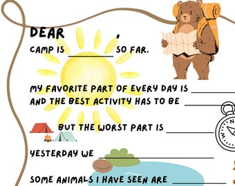 Children's summer camp fun letter home template