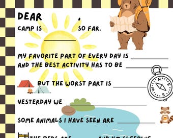 Children's summer camp fun letter home template