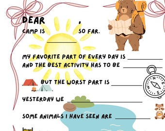 Children's summer camp fun letter home template