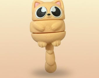 Eggo Cat Figure: 3D Printed Collectible Desk Decor, PLA Filament Cat Lover Gift