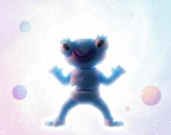 Flexi Light Blue Alien Figure – Articulated 3D Printed Collectible | Fiendworks Studio