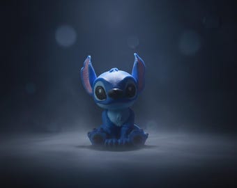 Articulated Stitch Figure: 3D Printed Blue Alien Collectible Toy