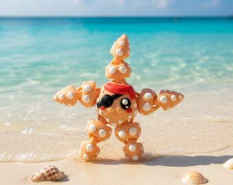 Articulated Flexi Starfish Figure: 3D Printed Fidget Toy, Ocean Life Collectible