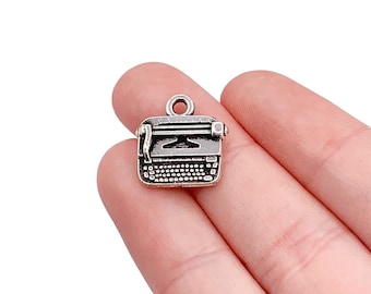 1 Mini Typewriter Charm, Writer Charms, Typewriter Pendants, Technology Charms, Computer Charms, Jewelry Findings, DIY Jewelry