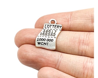 1 Winning Lottery Ticket Charm, Individual Charms, Gambling Charms, Good Luck Charms, Casino Charms, Lucky Charm, Jewelry Findings