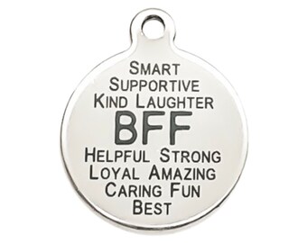 1 BFF Charm, Stainless Steel Charms, Individual Charm, Best Friend Charm, Words Charm, Gift for BFF, Friendship Jewelry, Bestfriend Gift