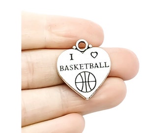 1 Tiny Basketball Charm Silver, I Love Basketball, Sporty Charms, Basketball Player Charm, Individual Charm, Sport Charms, Team Coach Gift