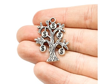 1 Money Tree Charm, Individual Charms, Money Charms, Superstition Charms, Good Luck Charms, Gift for Money Lovers, Jewelry Findings