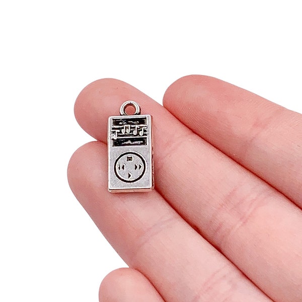 1 Mini MP3 Player Charm, Music Charms, Technology Charms, Miniature Radio Charms, Tiny Music Player Charm, Jewelry Findings, DIY Jewelry