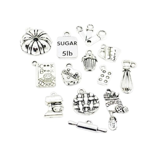 Ultimate Baking Charms Bundle, Large Charm Lot, Bulk, Bakers Charms, Kitchen Charms, Mini Cake Baking, Tiny Cookie Charm, Jewelry Findings