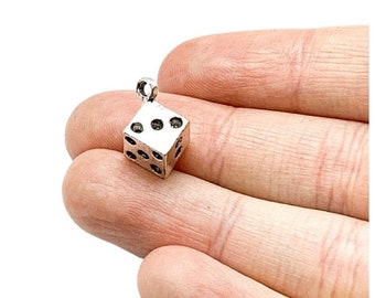 1 Tiny Dice Charm, Individual Charms, Playing Dice Charms, Casino Charms, Gambling Charms, Good Luck Charm, Jewelry Findings, DIY Jewelry