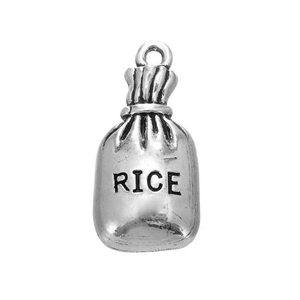 1 Tiny Bag of Rice Charm, Individual Charms, Food Charms, Ingredient Charms, Cooking Charms, Kitchen Charms, Side Dish Charm, DIY Jewelry
