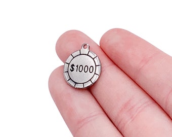 1000 Dollar Casino Chip Charm, Individual Charms, Travel Charms, USA Charms, Gambling Charms, Casino Charm, Jewelry Findings, DIY Jewelry