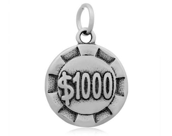 1000 Dollar Casino Chip Charm, Individual Charms, Travel Charms, USA Charms, Gambling Charms, Casino Charm, Jewelry Findings, DIY Jewelry