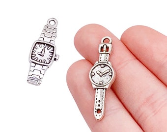 1 Time Watch Charm, Wristwatch Charm, Clock Charms, Time Charms, Individual Charms, Timepiece Charm, DIY Jewelry Findings