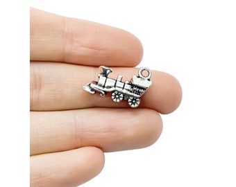 1 Tiny Train Charm Silver, Individual Charms, Baby Charms, Toy Charms, Transportation Charms, Locomotive Charm, DIY Craft, Christmas Train