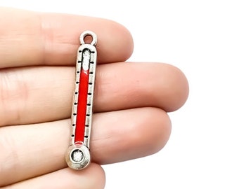 1 Red Thermometer Charm, Individual Charms, Medical Charms, Wellness Charm, Doctor Charms, Temperature Charms, Findings, Jewelry Making, DIY