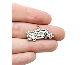 1 School Bus Charm, Individual Charms, Tiny Bus Charms, School Charms, Bus Driver Charms, Gift for Bus Driver, Bus Jewelry, Education Charms