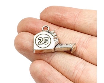 1 Tiny Measuring Tape Charm, Handyman Charms, Gift for Carpenter, Tools Charm, Construction Charm, Gift for Him, Contractor Charm