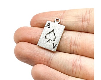 1 Playing Card Charm, Ace of Spades Charm, Individual Charm, Poker Charms, Casino Charms, Gambling Charms, Blackjack Charm, Jewelry Findings