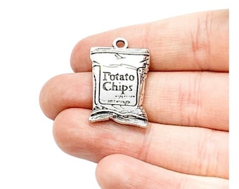 1 Potato Chips Bag Charm, Individual Charms, Snack Food Charms, Teen Charms, Miniature Bag of Chips, Charms, Food Lover Gift, DIY Jewelry