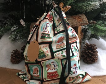 Christmas cloth gift bag, Christmas surprise bag, Christmas packing, gift wrapper, Zero waste, reusable packaging