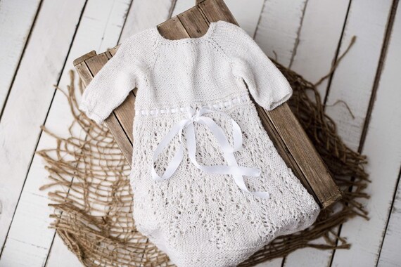 knitted baptism dress