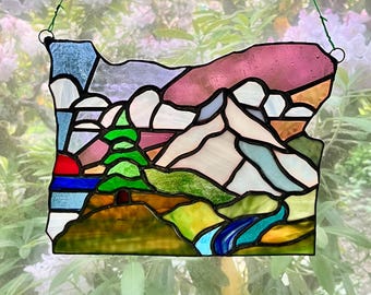 Panel de vidrieras con forma de Oregón